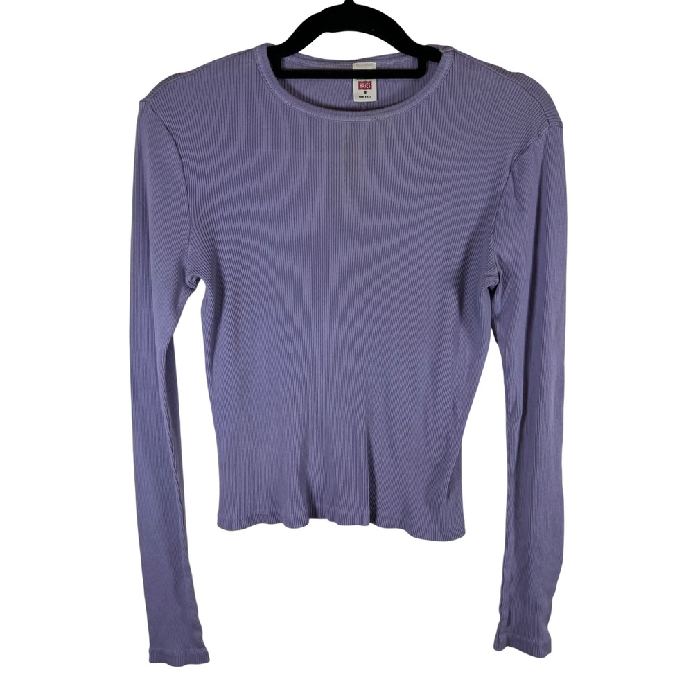 RE/DONE Hanes Ribbed Long Sleeve Tee Lavender‎ Purple Crew Neck Cotton M USA
